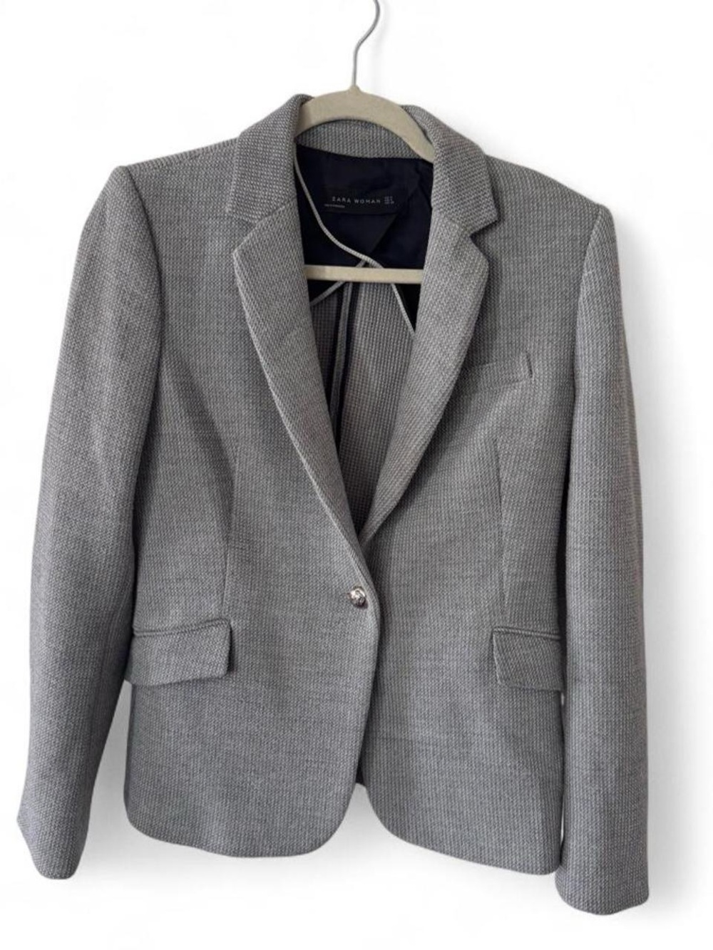Zara Women's Gray Textured Knit Blazer